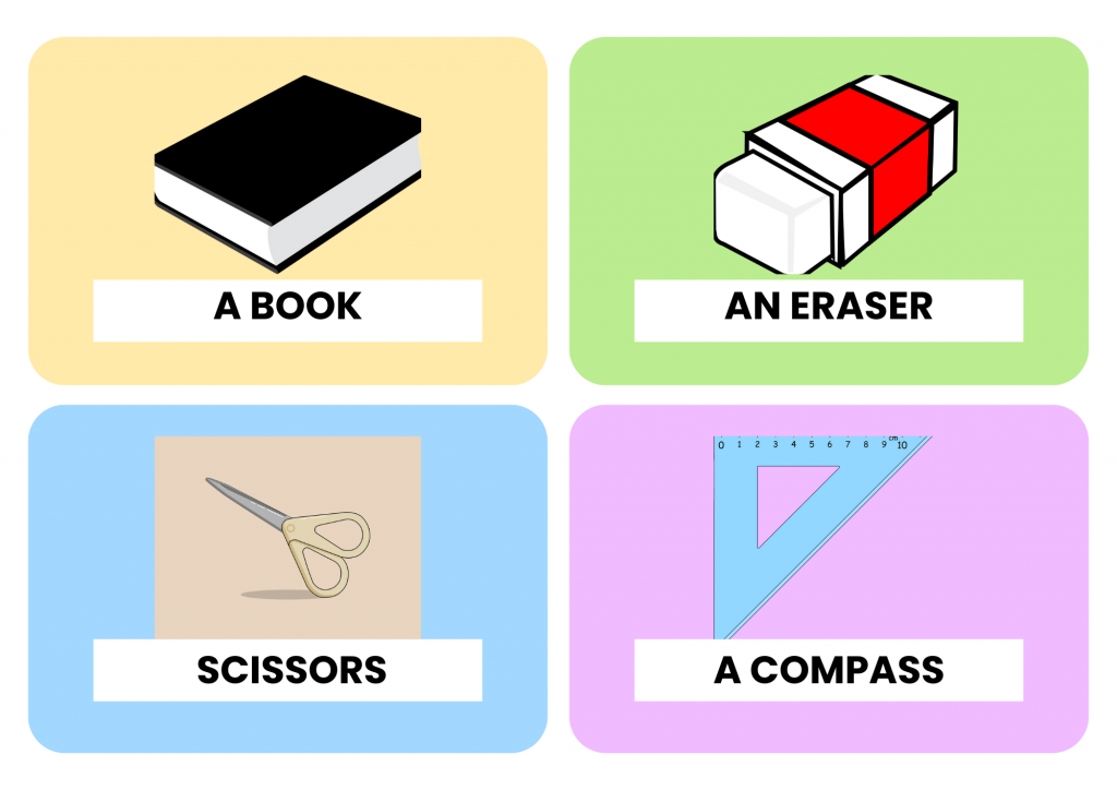 ingilizce kelime kartları -classroom objects
